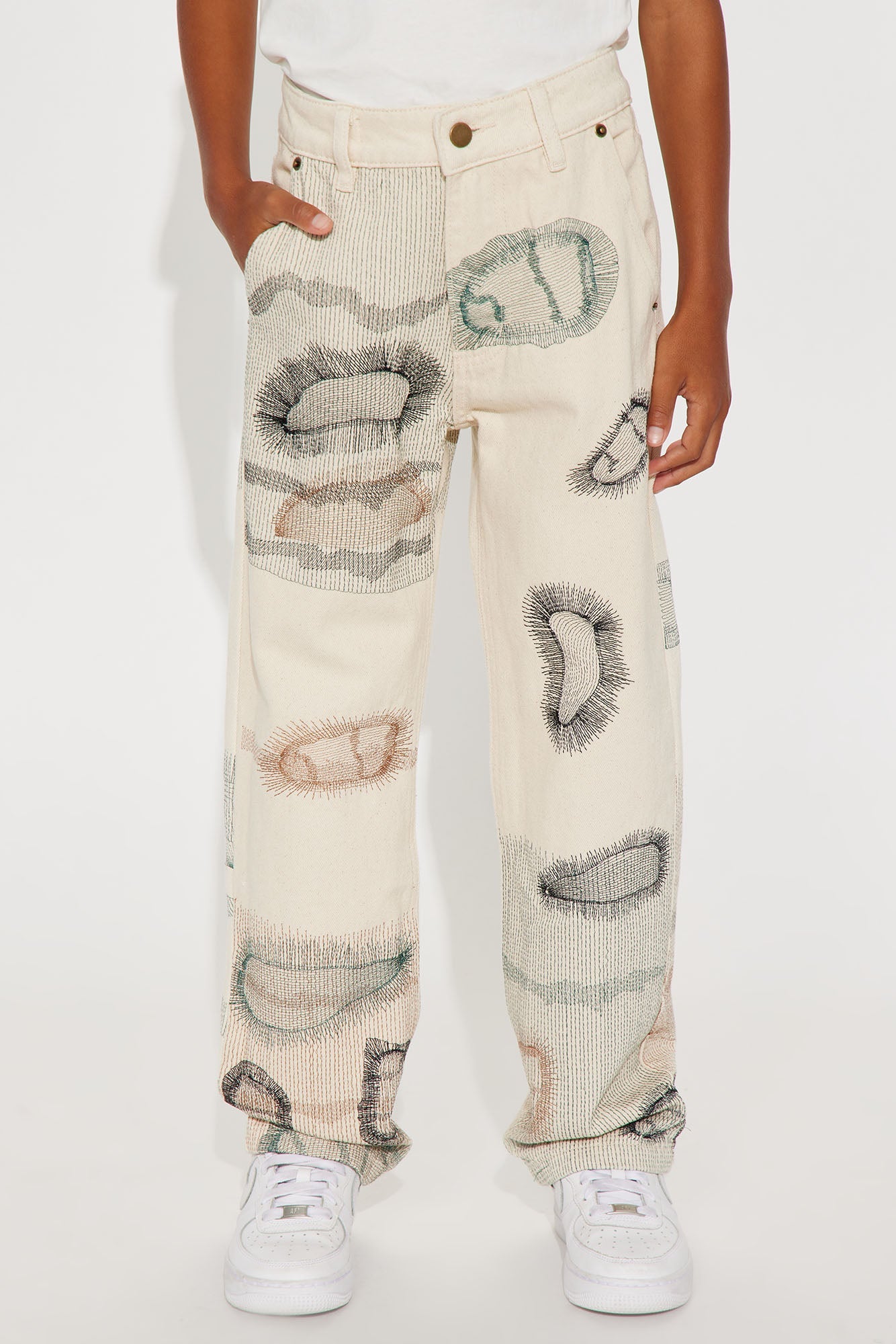 Mini Century Repaired Baggy Jeans - Off White