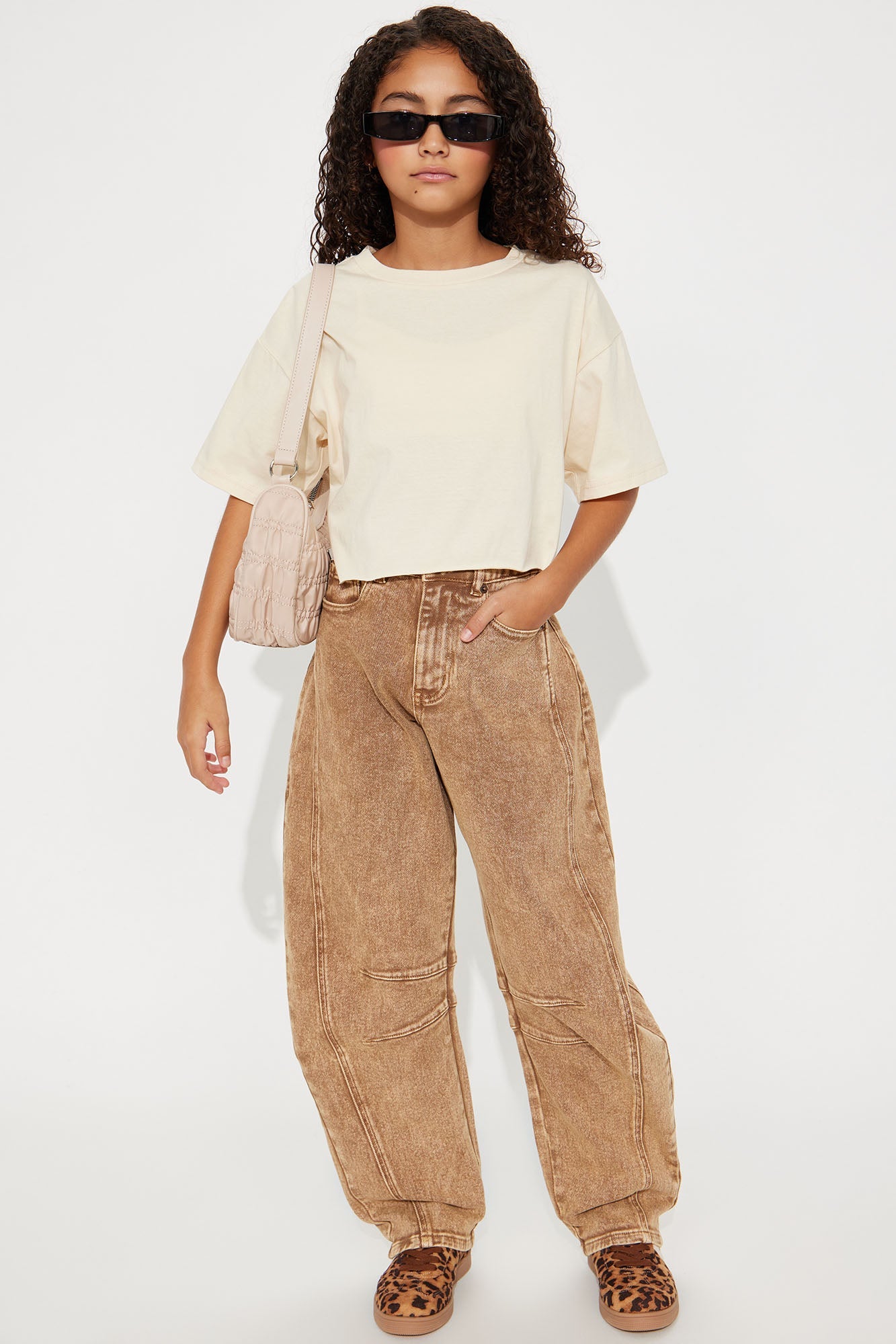 Mini The Oversized Cropped Tee - Cream