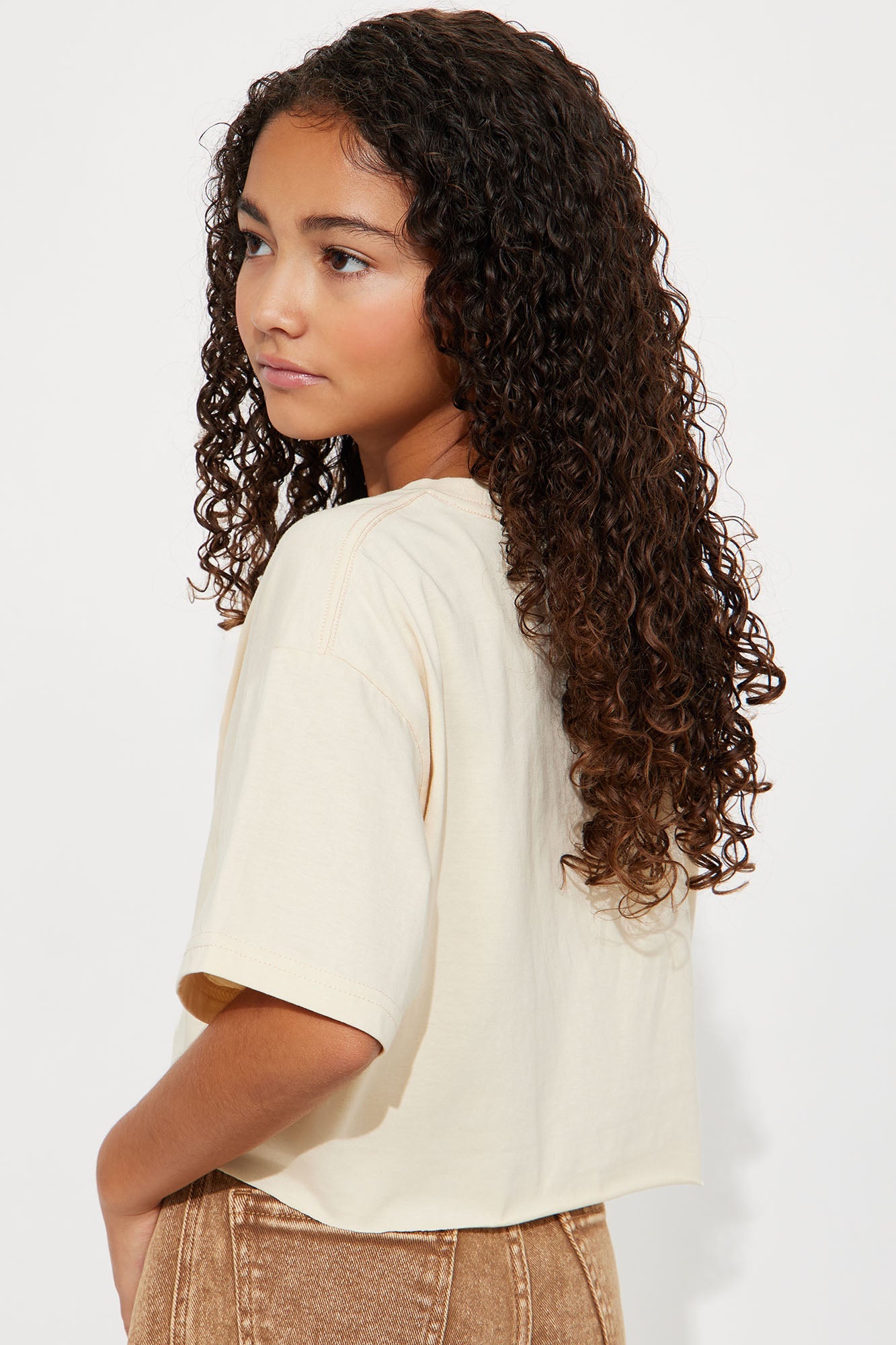 Mini The Oversized Cropped Tee - Cream