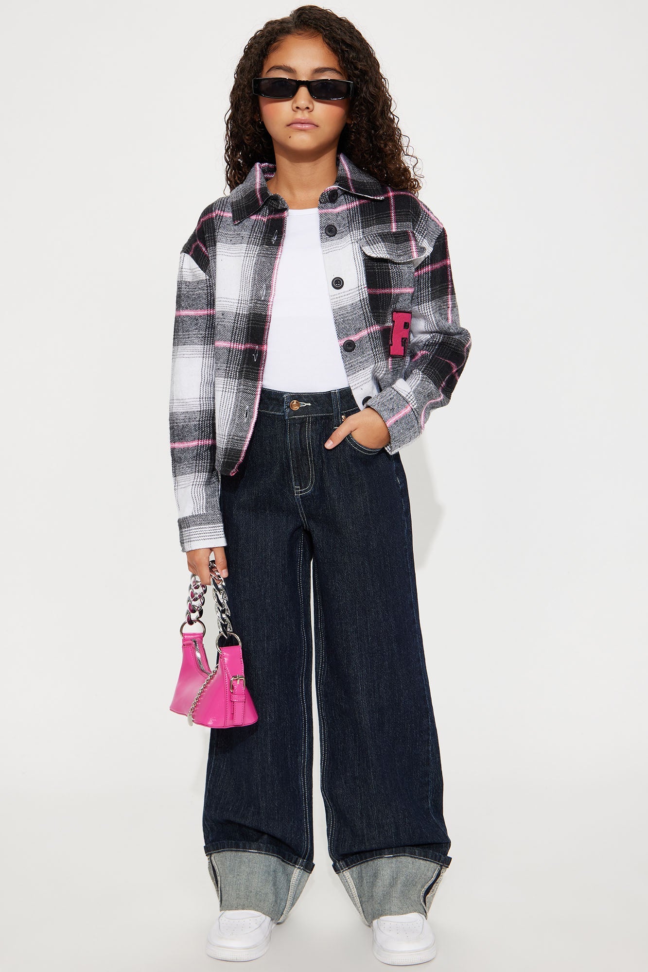 Mini Central Park Cuffed Wide Leg Jeans - Dark Wash