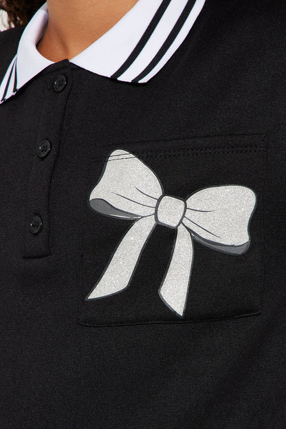 Mini Nina Plaid Polo Dress - Black/combo
