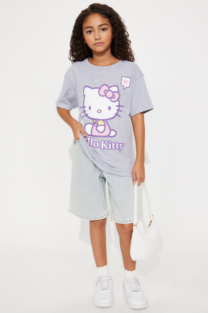 Mini Hello Kitty I Heart You Short Sleeve Tee - Heather Grey