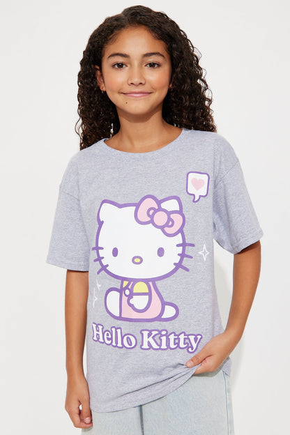 Mini Hello Kitty I Heart You Short Sleeve Tee - Heather Grey
