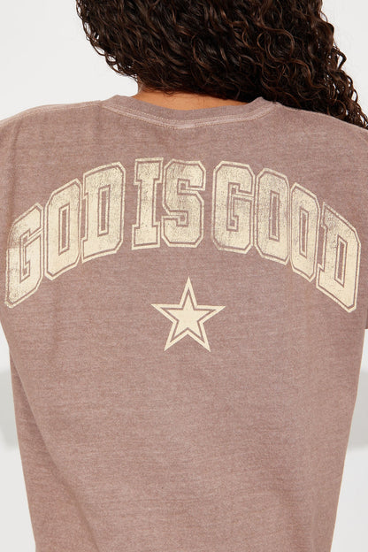 Mini God Is Forever Good Washed Tee - Brown