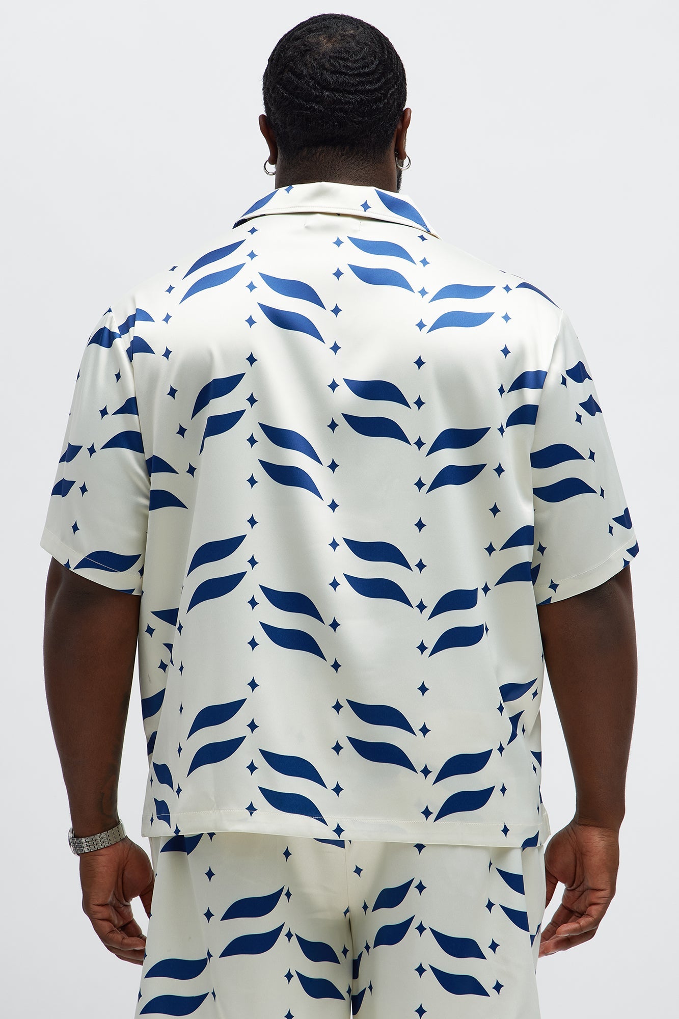 Relaxed Star Panel Button Up Shirt - Cream/combo