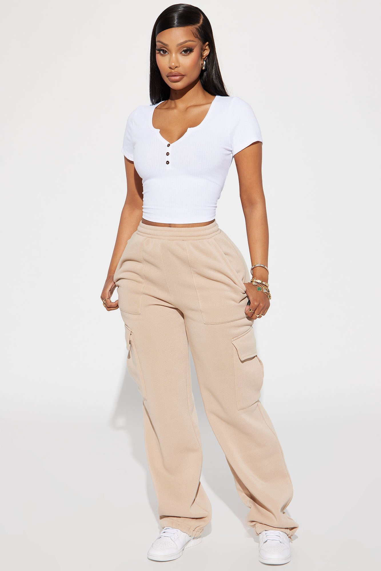 Tessa Fleece Lounge Jogger - Sand