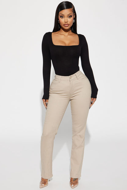Straight Leg Uniform Pants - Khaki
