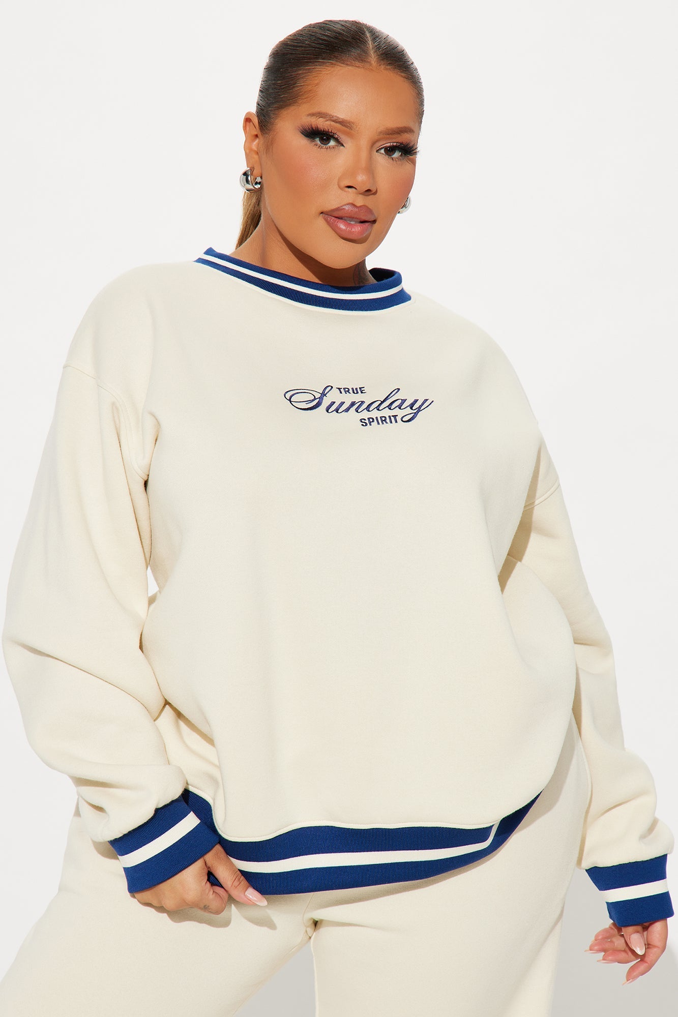 True Sunday Spirit Fleece Pant Set - Cream