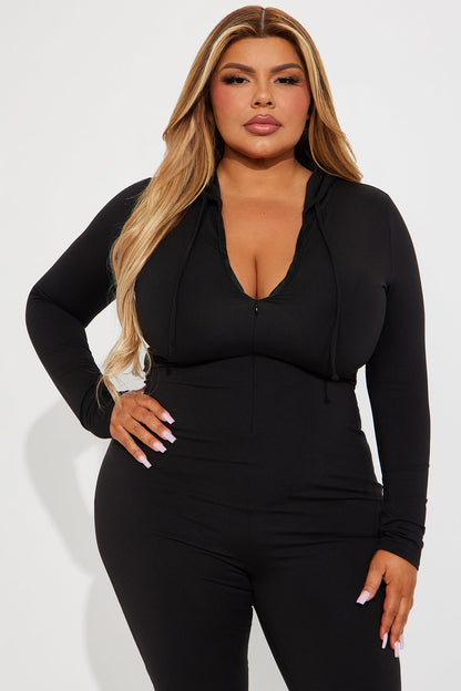 Luna Zip Up Jumpsuit - Black