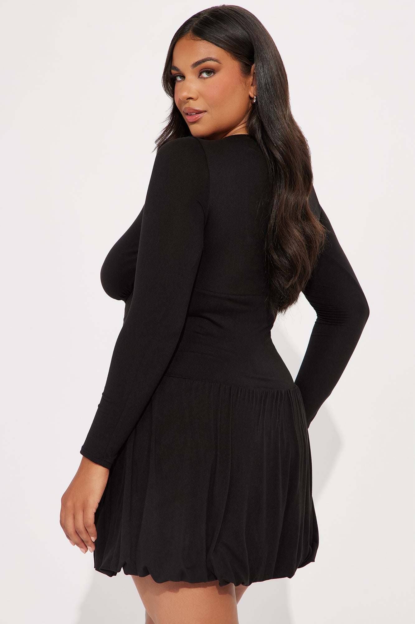 Sweet Trip Bubble Mini Dress - Black