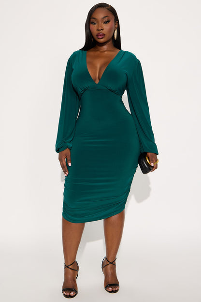 Subtle Intentions Midi Dress - Hunter
