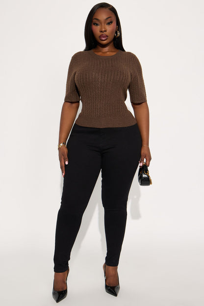 Toasty Plated Pullover Sweater - Chocolate