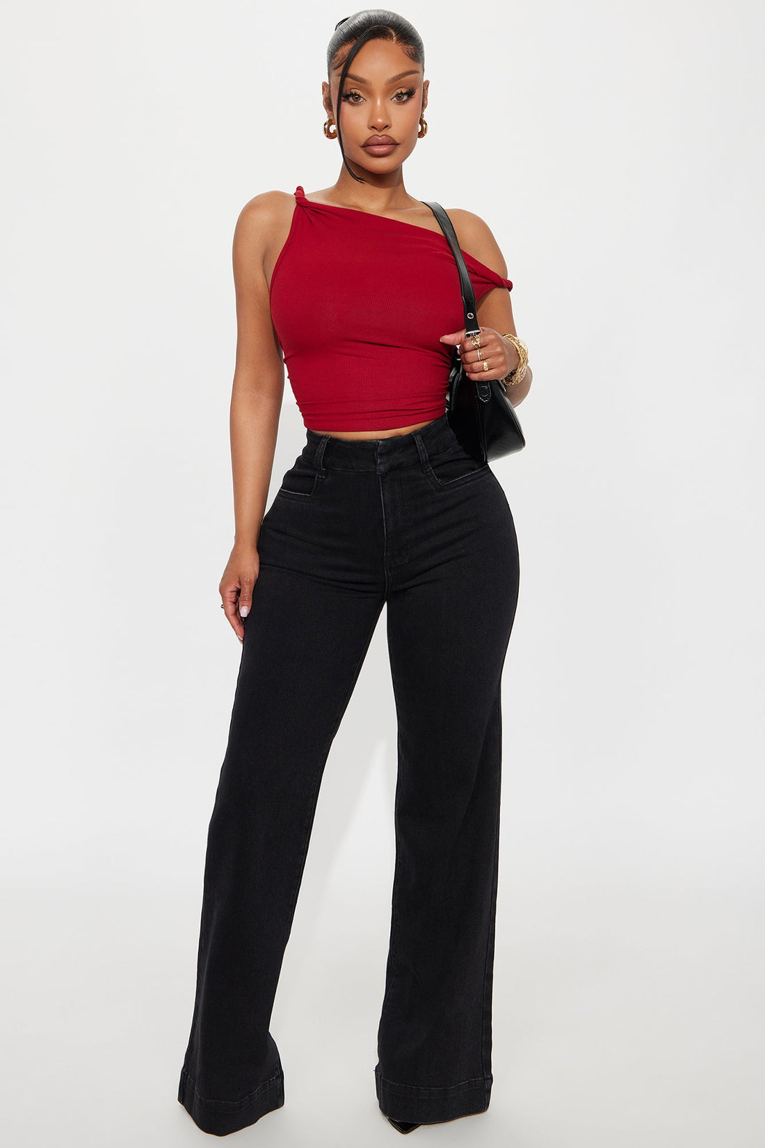 Western Showdown Trouser Flare Jeans - Black Wash