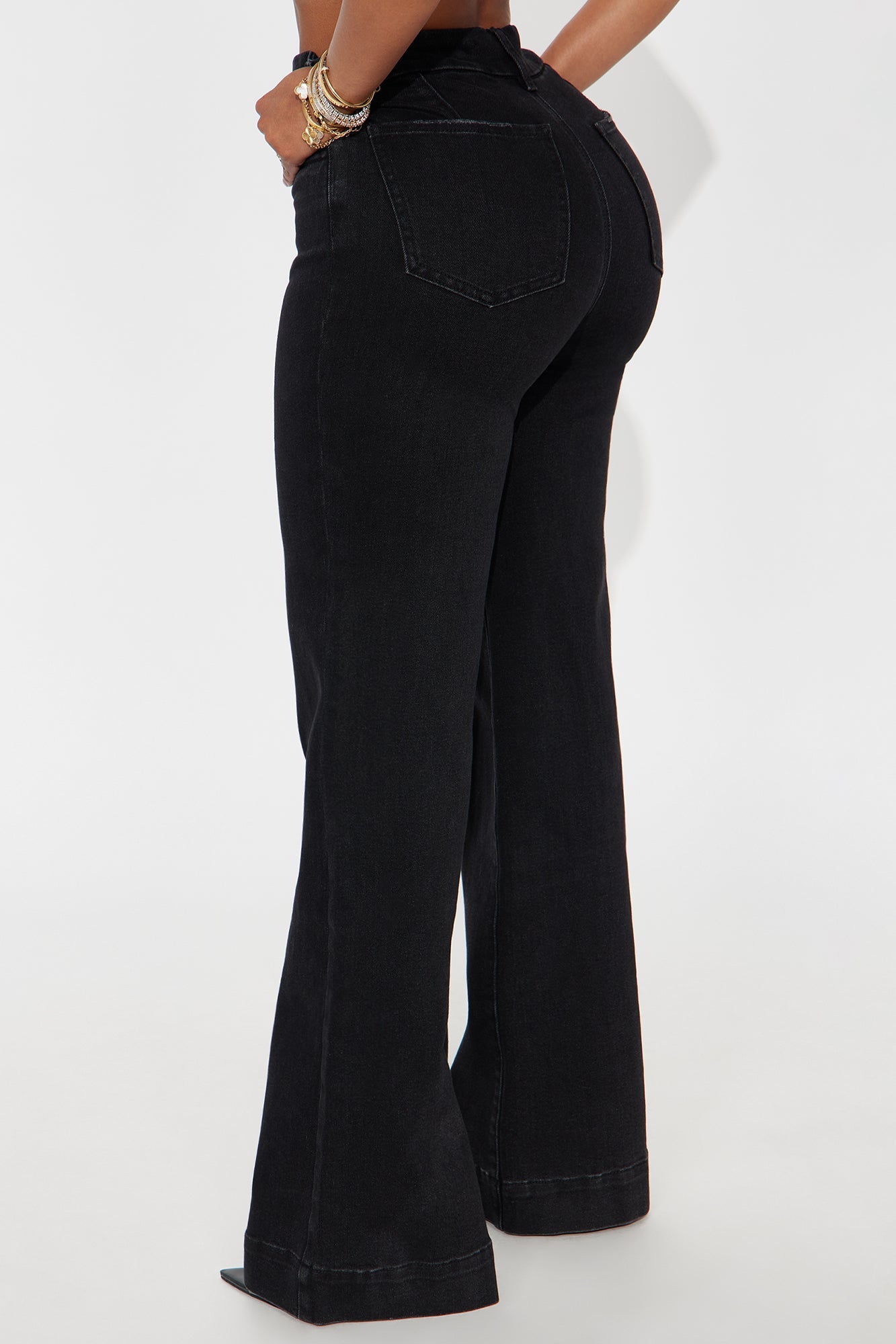 Western Showdown Trouser Flare Jeans - Black Wash