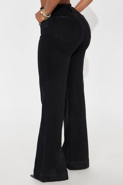 Western Showdown Trouser Flare Jeans - Black Wash