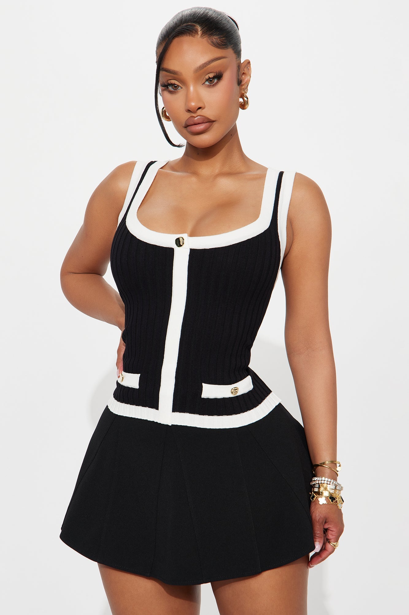 Been Thinking Hardware Tank Top - Black/White