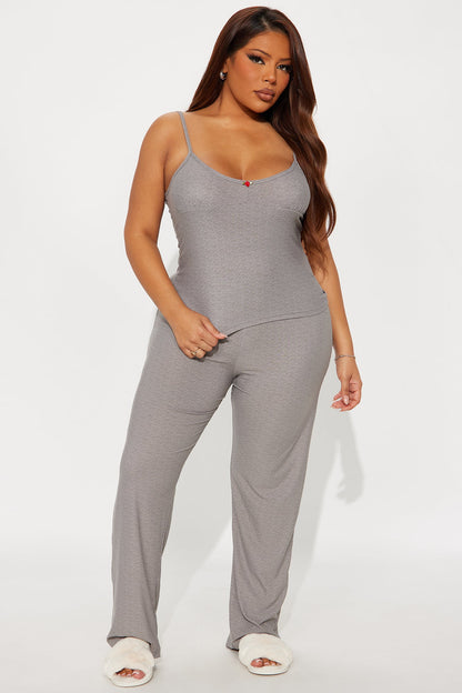 Sleepy Mood Cami PJ Pant Set - Heather Grey