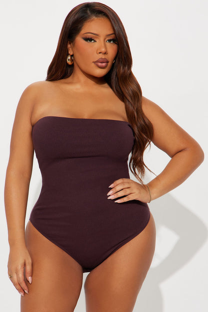 Demi Double Lined Tube Bodysuit - Dark Brown