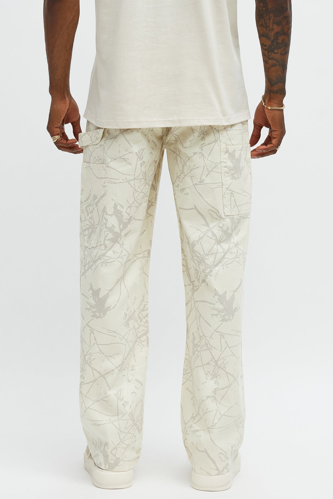 Straight Woodland Mirage Carpenter Pants - Cream