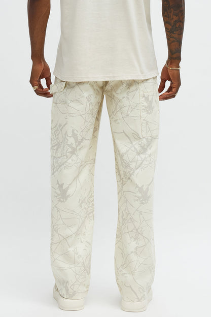 Straight Woodland Mirage Carpenter Pants - Cream