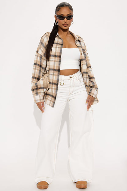 Au Naturel Utility Wide Leg Jeans - Off White