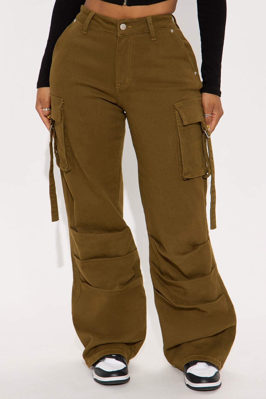 Honey Wide Leg Cargo Pant - Dark Olive