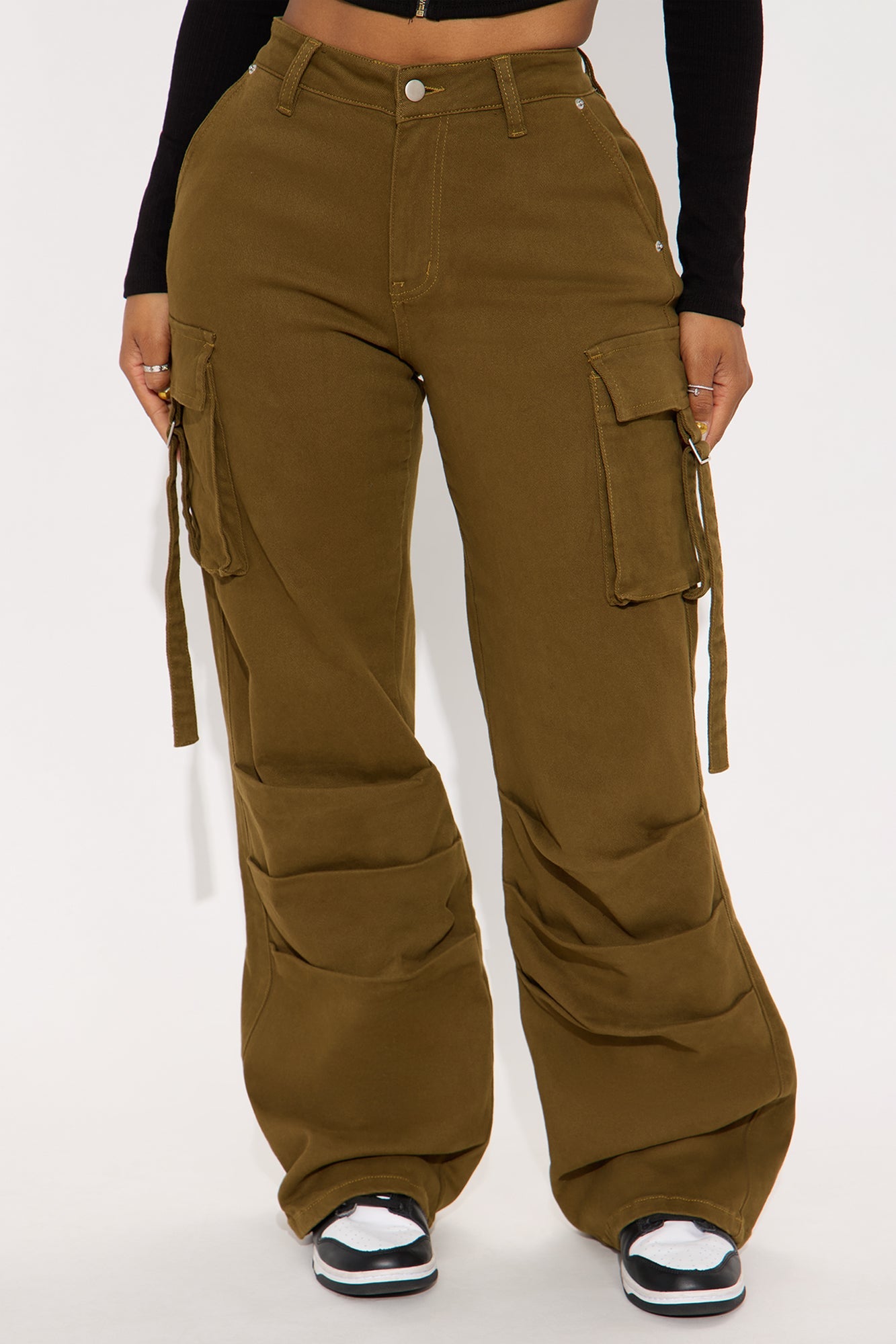 Honey Wide Leg Cargo Pant - Dark Olive