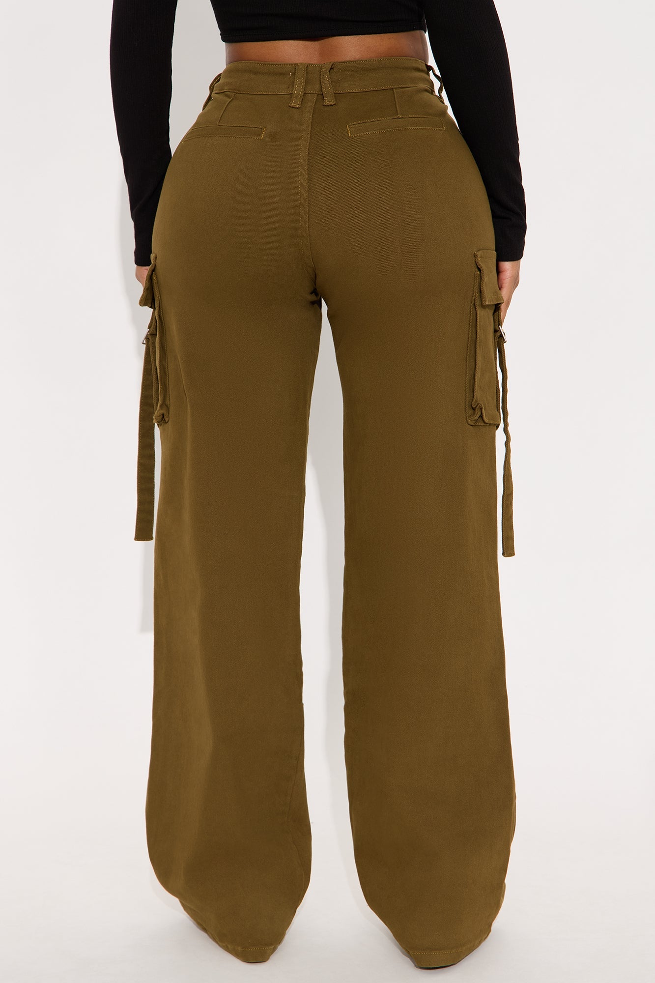 Honey Wide Leg Cargo Pant - Dark Olive
