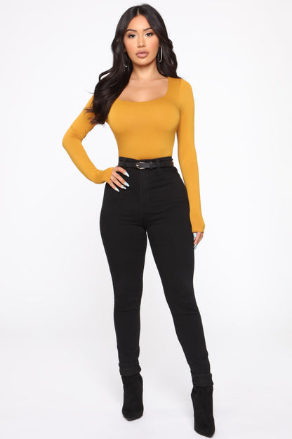 Yasmeen Square Neck Top - Mustard