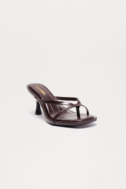 Panama Thong Mules - Brown Croc