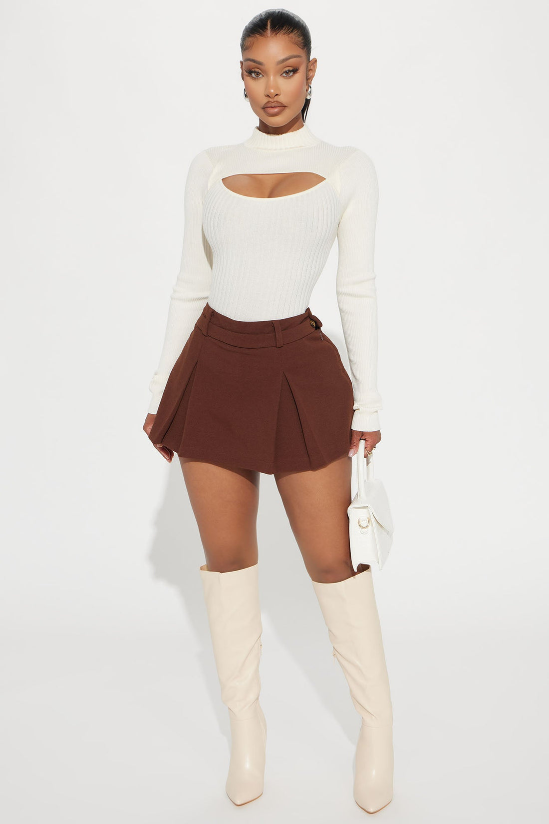 The Way You Want It Pleated Skort - Chocolate