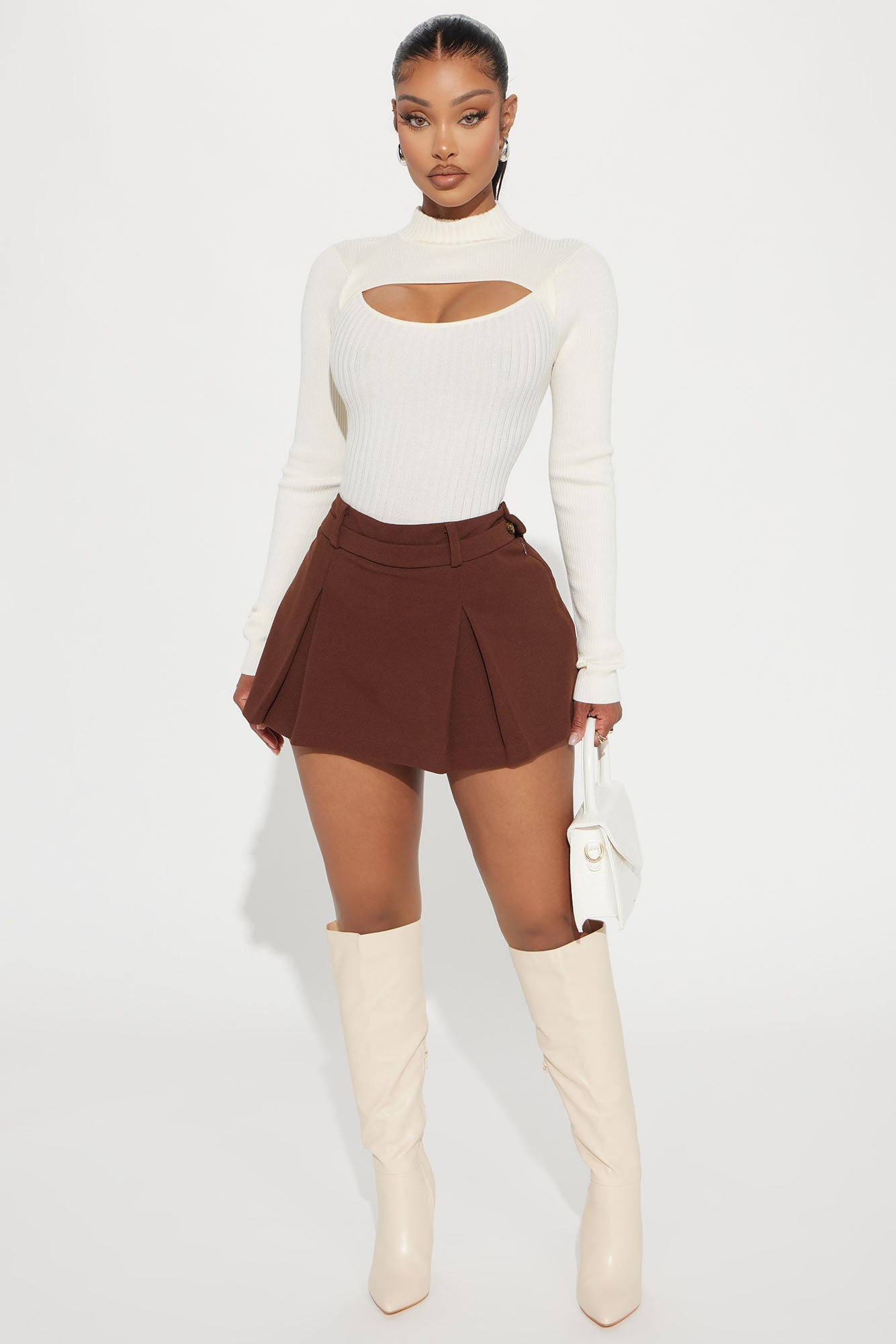 The Way You Want It Pleated Skort - Chocolate