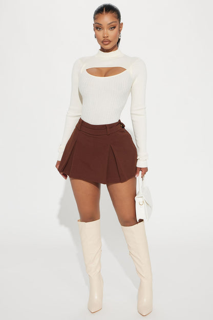 The Way You Want It Pleated Skort - Chocolate