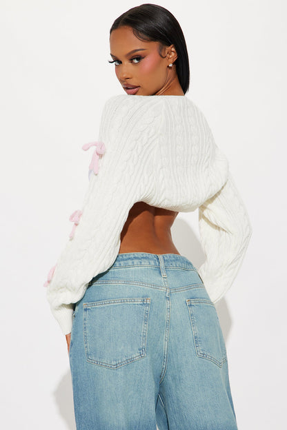 Ballet Class Bow Bolero Sweater - Ivory/combo