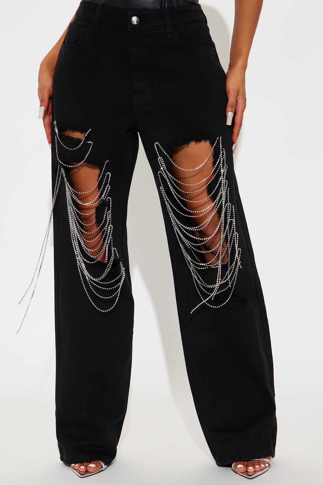 Make Your Life Shine Distressed Pant - Black
