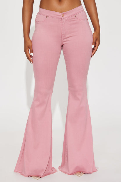 Secret Revealed Low Rise Flare Jeans - Mauve