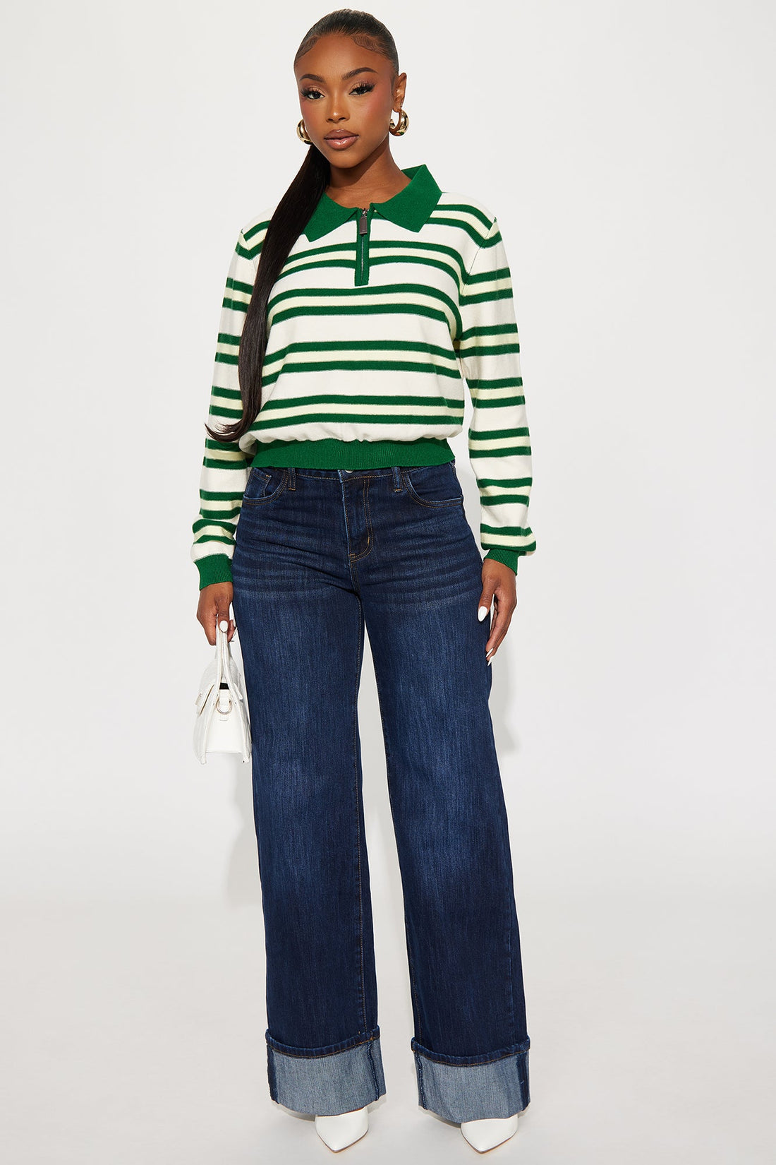 Work It Out Striped Sweater - Green/combo