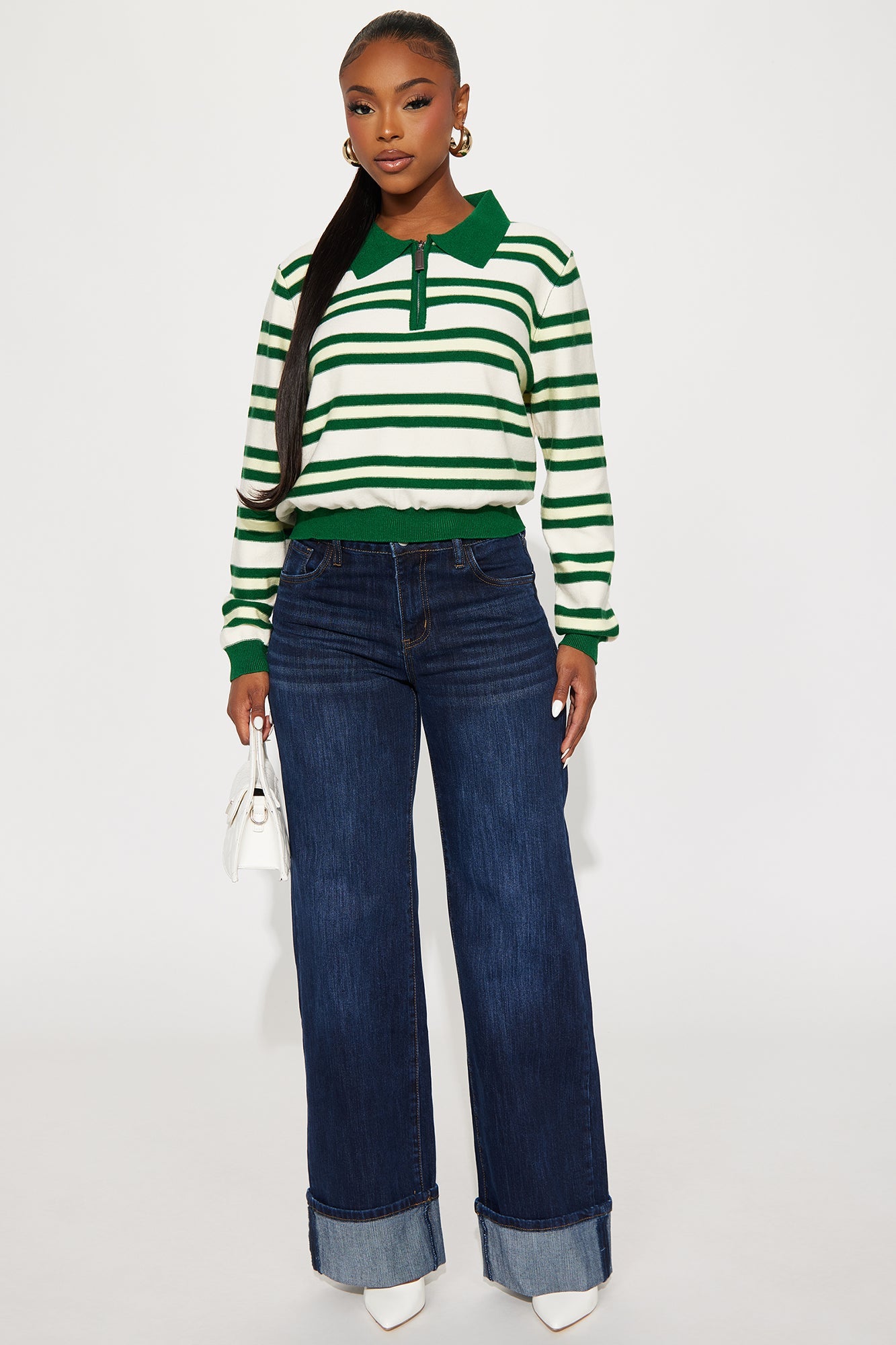 Work It Out Striped Sweater - Green/combo