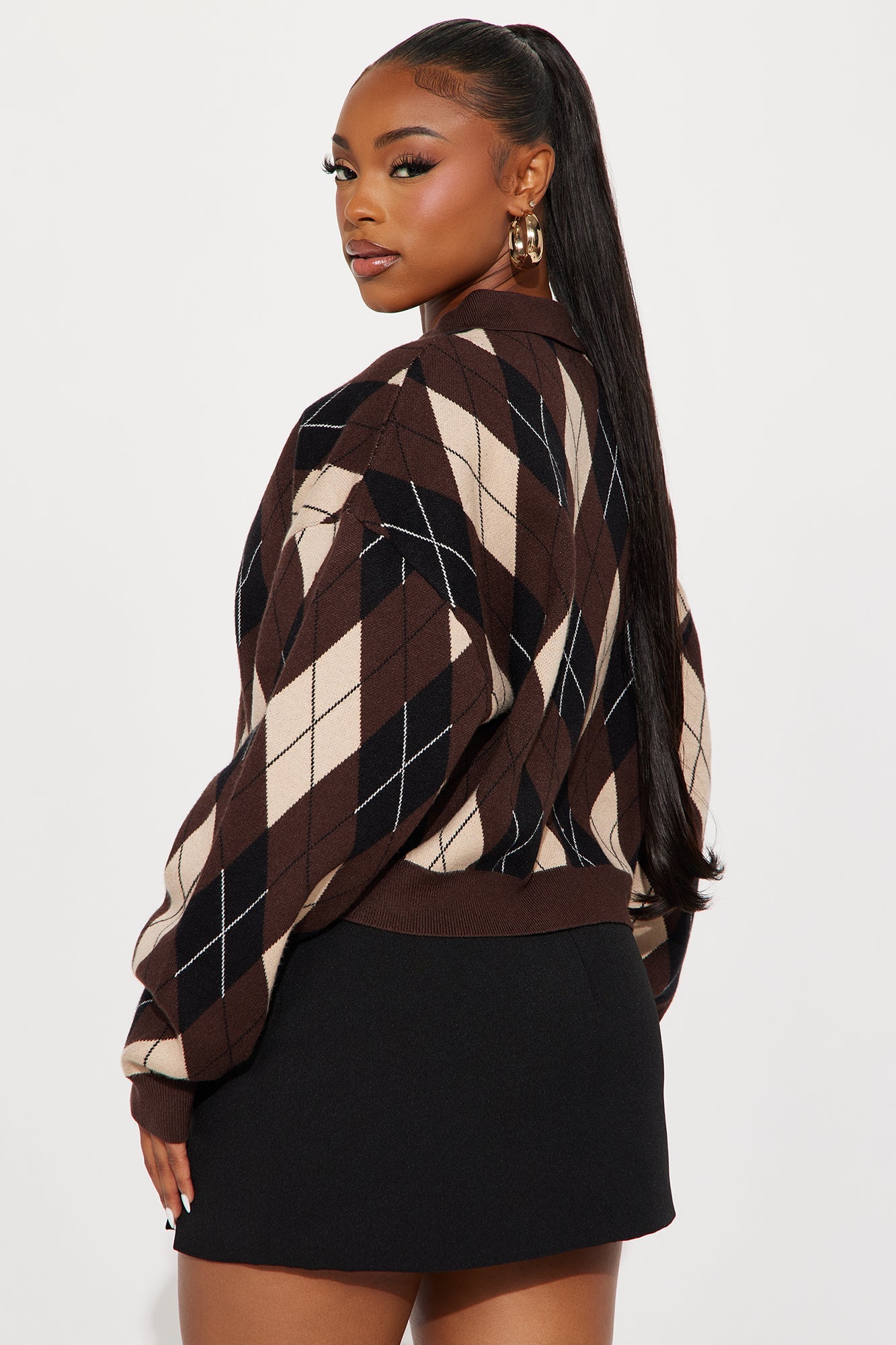 Field Of Dreams Argyle Polo Sweater - Brown/combo