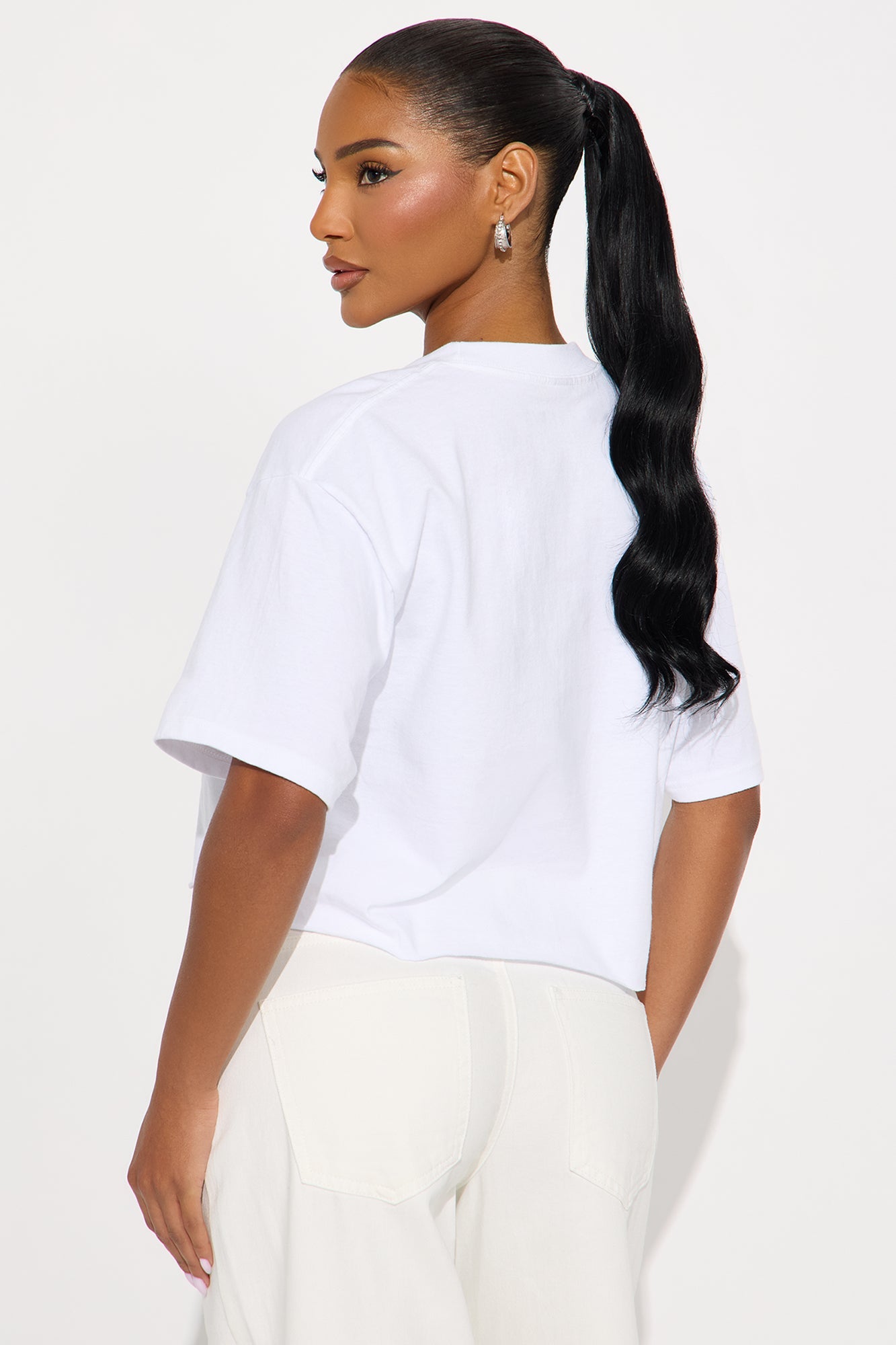 Pizza And Wine Night Cropped Tee - White