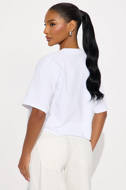 Pizza And Wine Night Cropped Tee - White