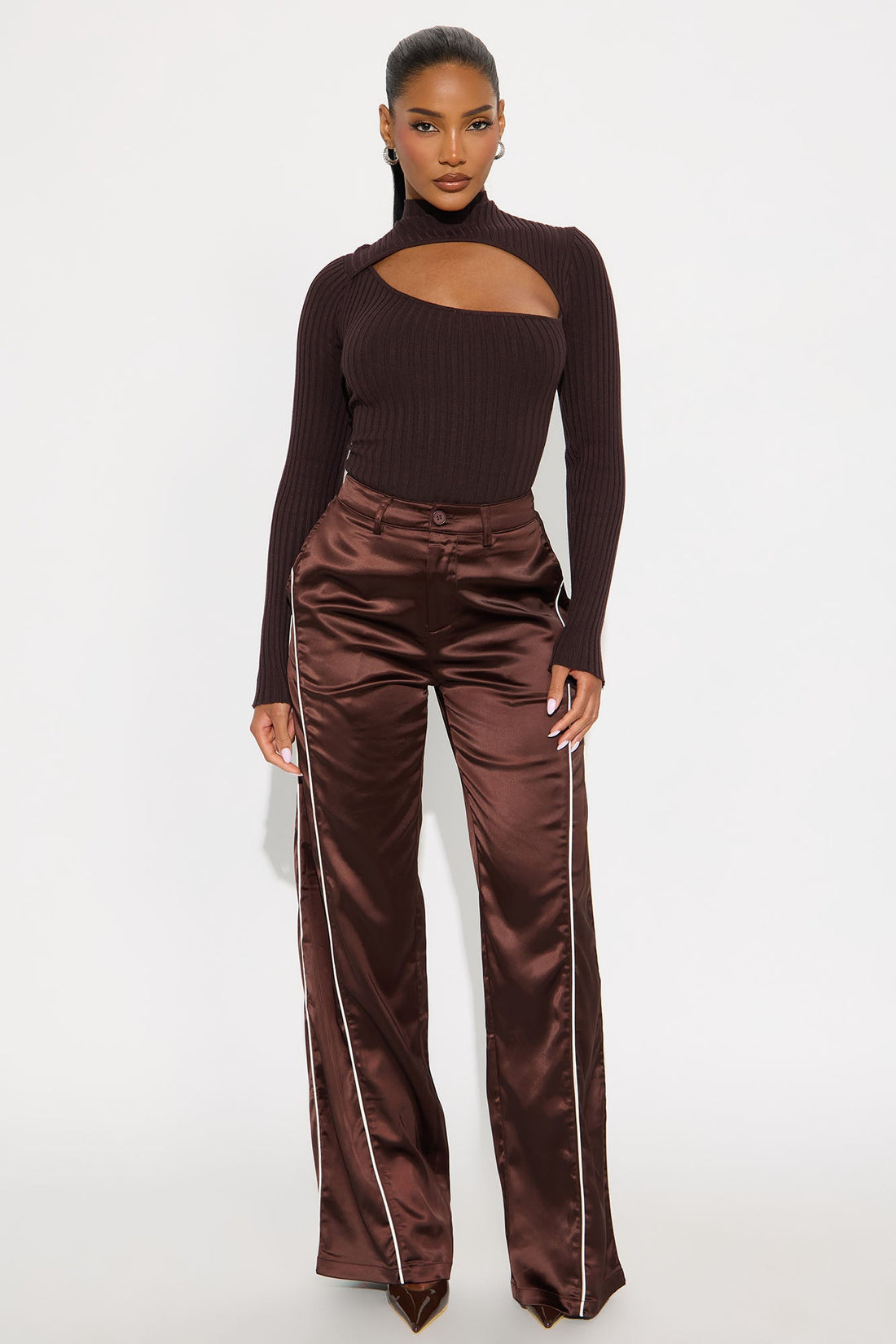 Cut The Antics Sweater Bodysuit - Chocolate