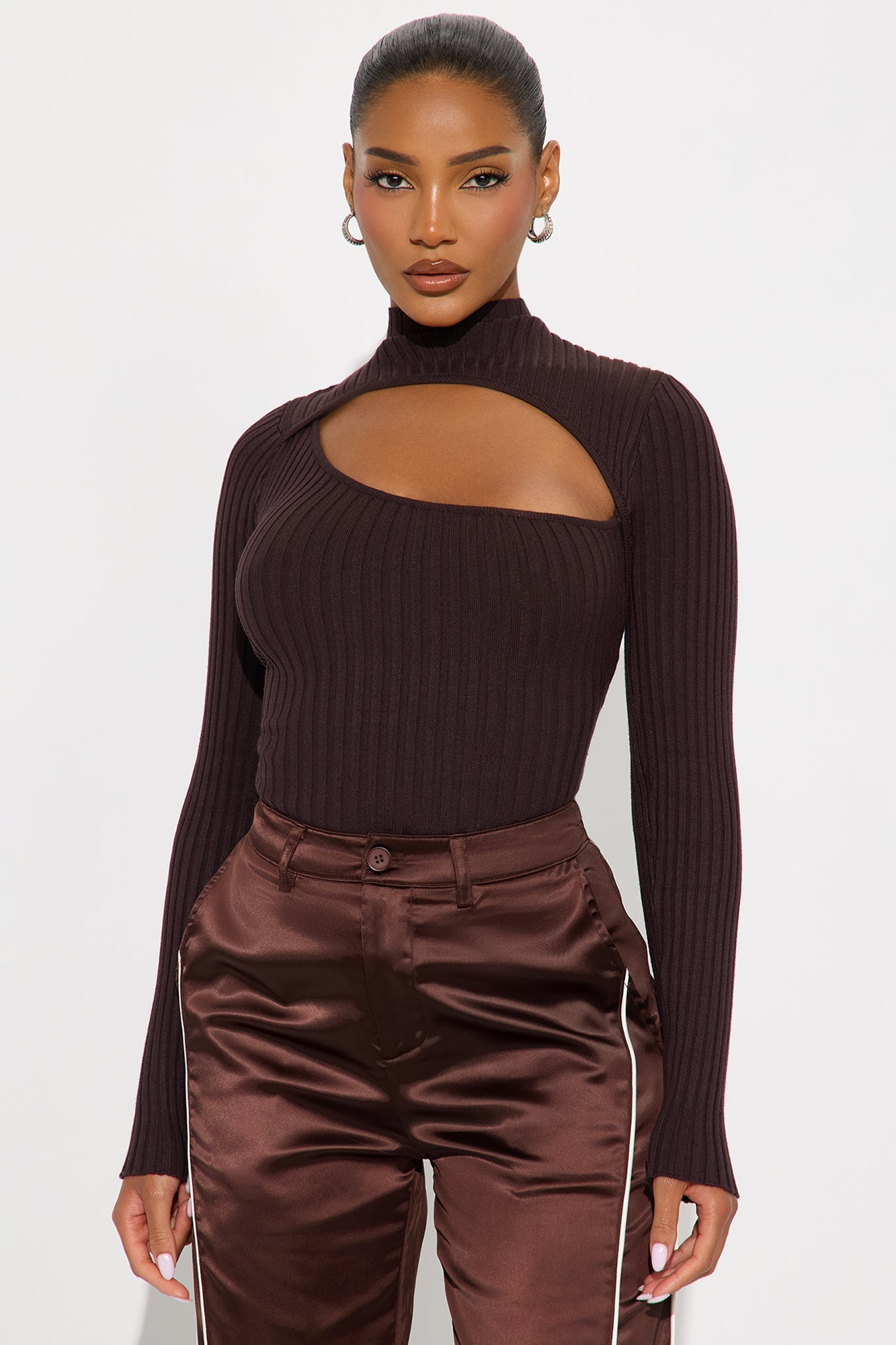 Cut The Antics Sweater Bodysuit - Chocolate