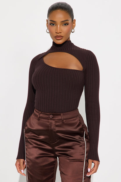 Cut The Antics Sweater Bodysuit - Chocolate