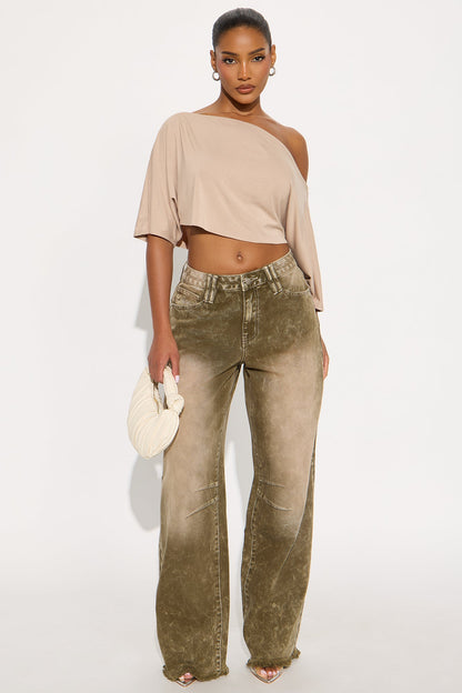 On The Horizon Straight Leg Jeans - Olive