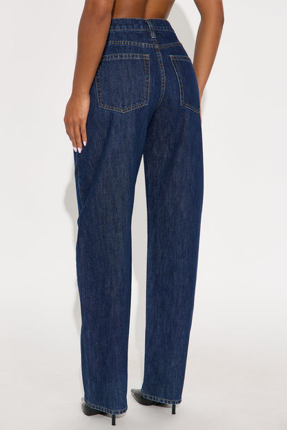 The Classic Slim Barrel Leg Jeans - Dark Wash