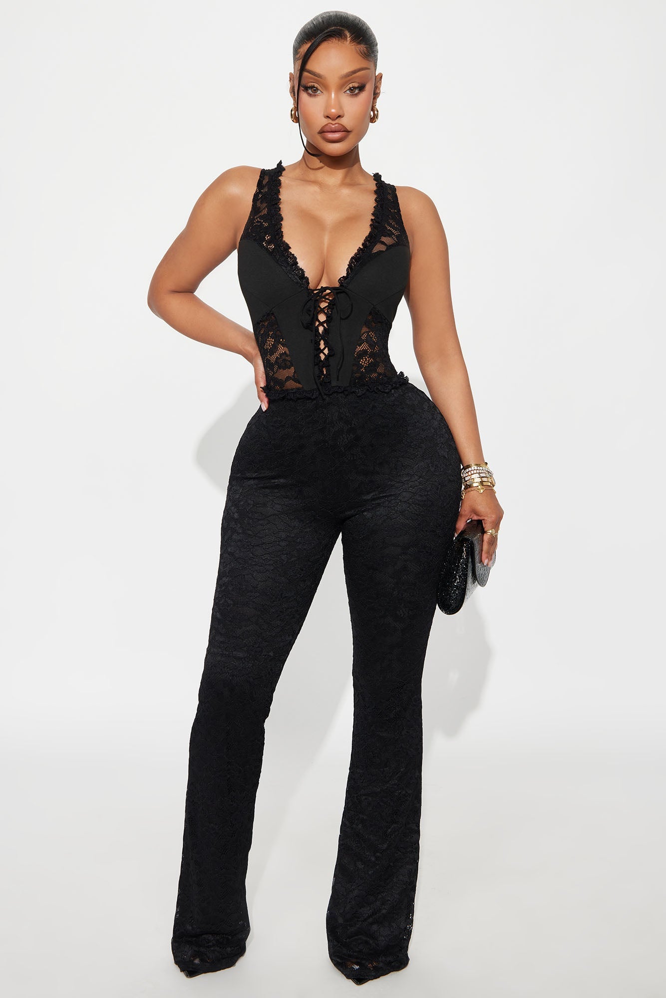 Lamaria Flare Lace Jumpsuit - Black