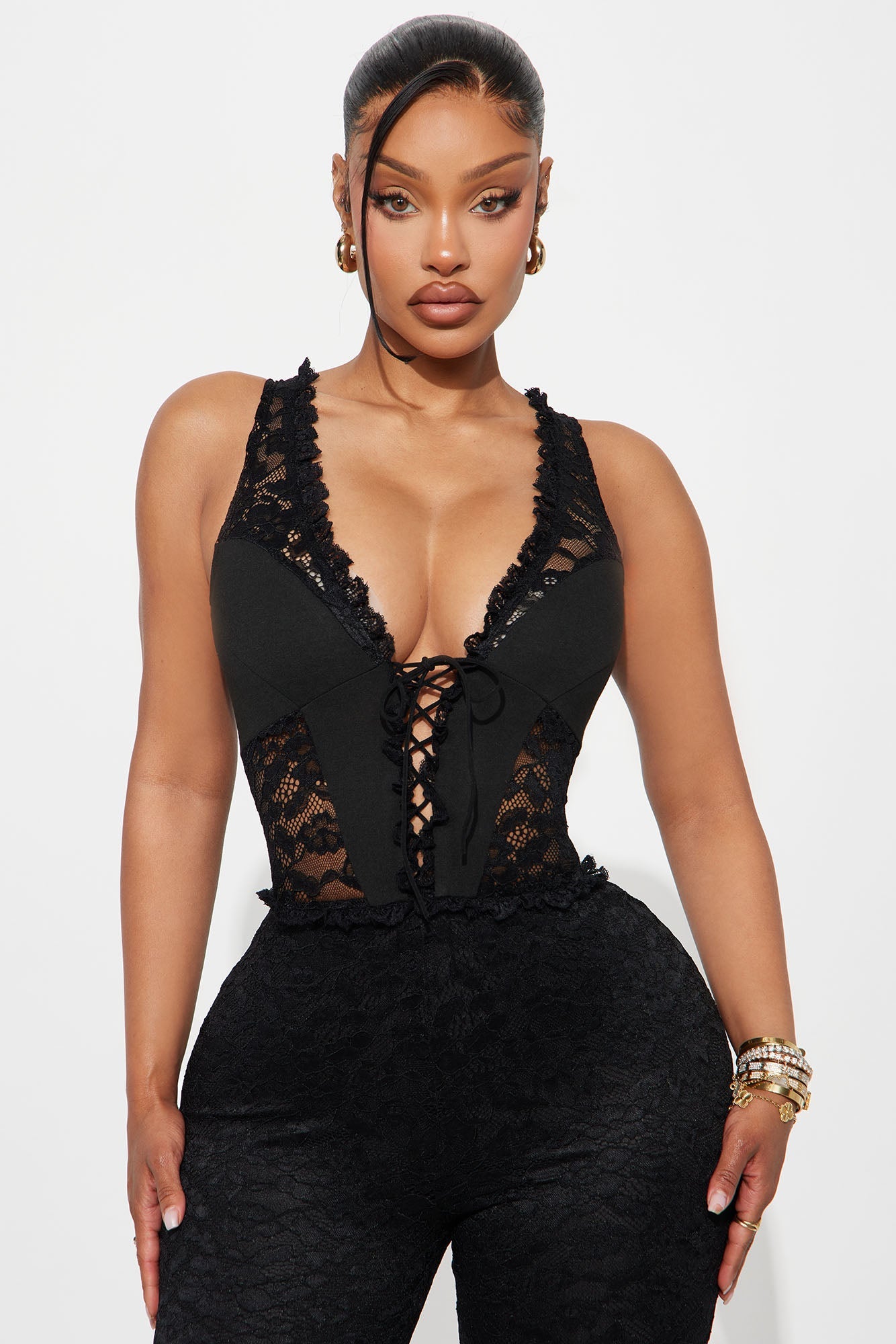 Lamaria Flare Lace Jumpsuit - Black
