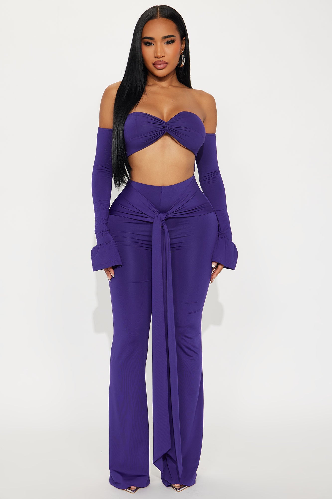 Khloe Flare Leg Jumpsuit - Plum