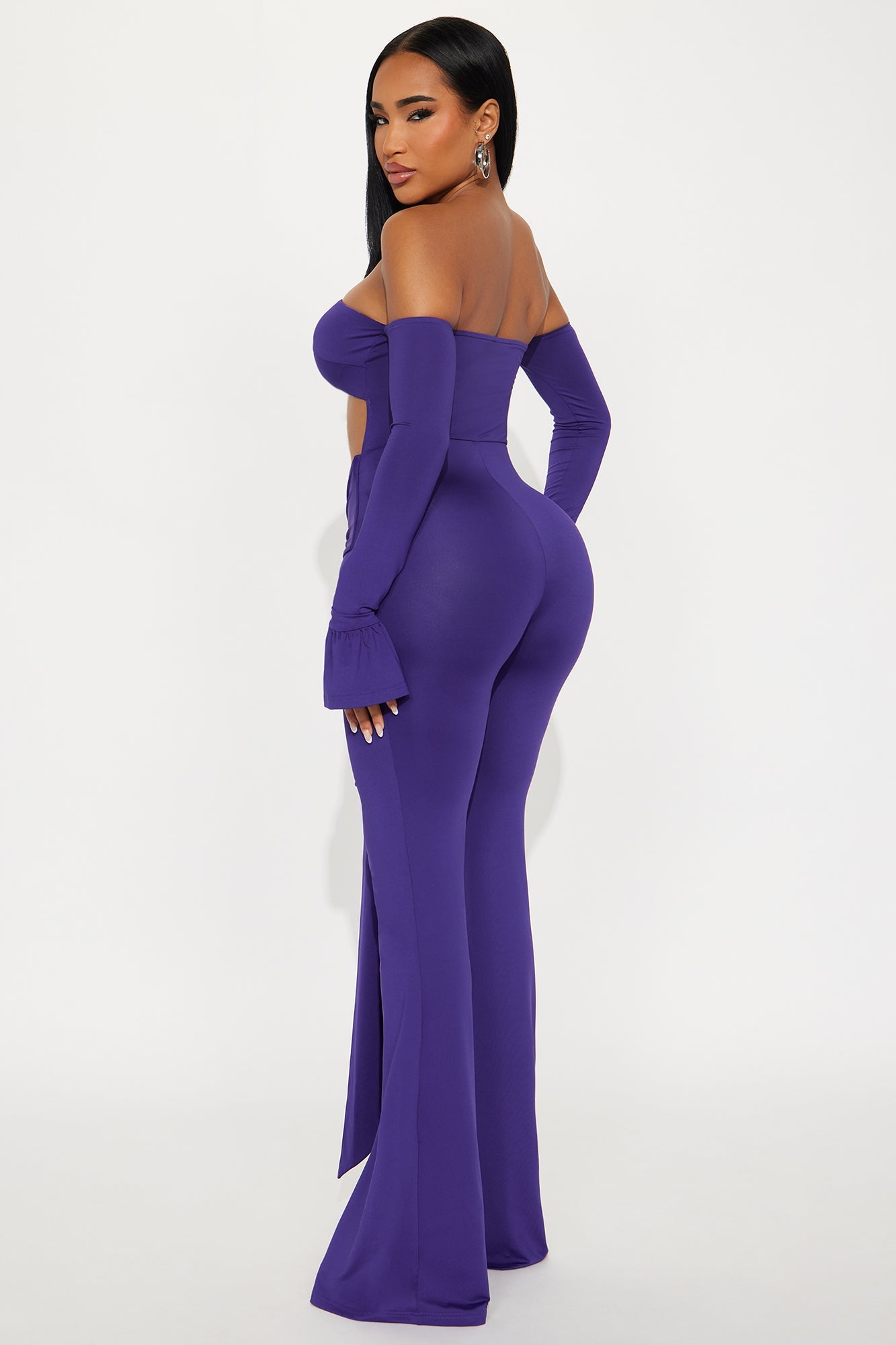 Khloe Flare Leg Jumpsuit - Plum